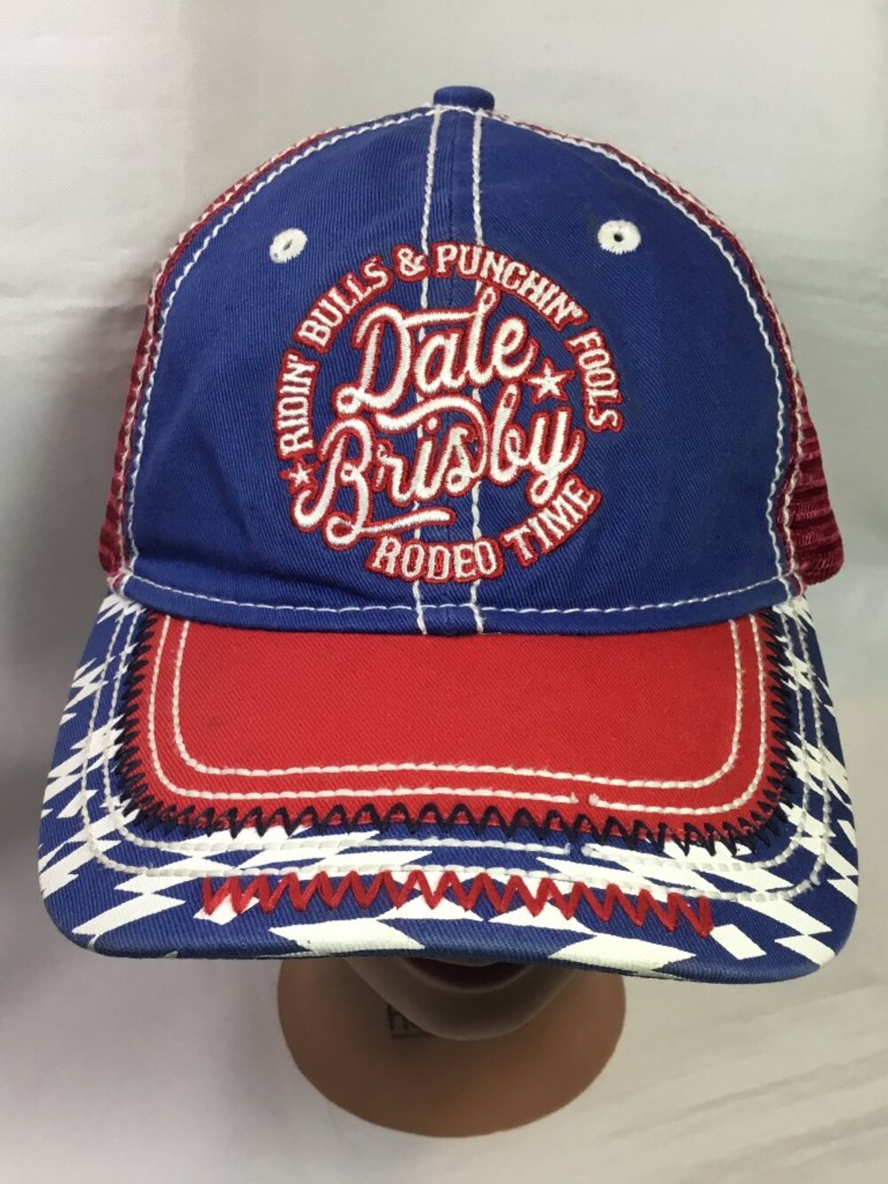 Rock & Roll Denim Aztec Design Snapback Trucker Hat One Size Mesh Back Excellent
